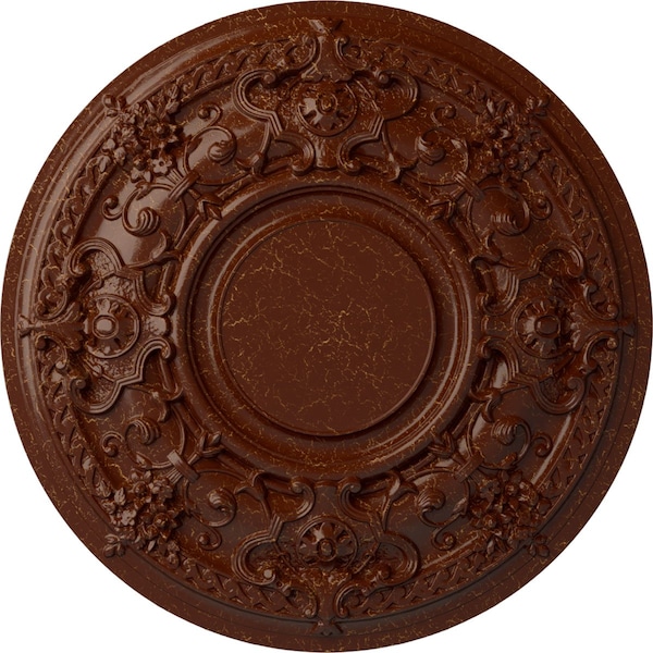 Ekena Millwork Jackson Ceiling Medallion (Canopies up to 13 1/2"), 32 3/4"OD x 2 1/2"P, Burnished Mahogany Crackle CM32JABMC - main